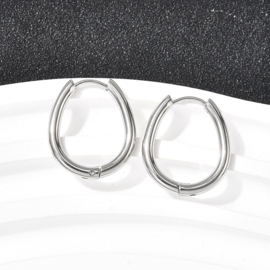 2 x 201 RVS creolen ovaal 20,5 x 17,5 mm – RVS kleur