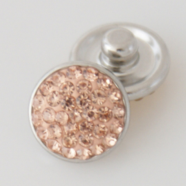 Drukker Rhinestone soft salmon peach pink - 12 mm click (nikkelvrij)