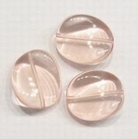 10 x Glaskraal ovaal transparant peach zalm-roze golvend ca 15 mm