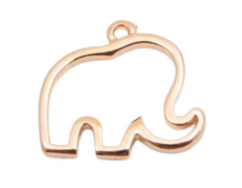 DQ metaal hanger olifant 18x19mm rose goldkleur, oogje 1,3 mm (Nikkelvrij)