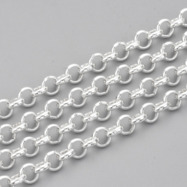 50 cm RVS 304 Jasseron ketting 5 x 1,5 mm – zilverkleur