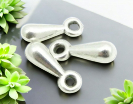 1 x DQ metaal hanger druppeltje 10 x 4mm Ø1,5mm antiek zilver kleur (Nikkelvrij)