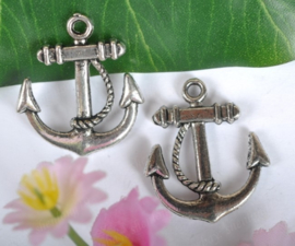 4x Tibetaans zilveren hanger van een Anker 24 x 23mm