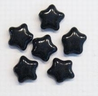 10 Stuks Glaskraal zwart sterretje 12 mm