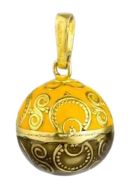 Echt  Sterling 925 massief zilveren harmony ball Engelenroeper met klankbol geel met bruin verguld