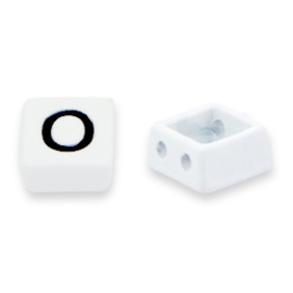 2 x metalen Tile beads O White-black ca. 8x8mm (Ø1.2mm)