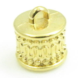 DQ metaal eind kap diameter 8mm goudkleur oogje 1.7 mm  (Nikkelvrij)