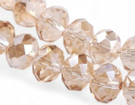 1 x Glaskralen Facet Rondelle Briolette 8x5~6.5 mm – Pale Goldenrod AB Plated – ca. 60-63 stuks