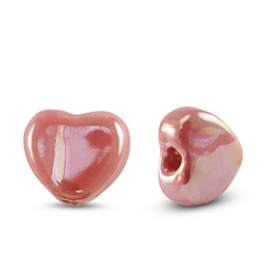 DQ Grieks keramiek kralen hart Mauve pink ca. 11x12mm (Ø2.5mm)
