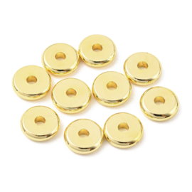 10 x DQ metalen rondellen schijf kralen 18K verguld, 8 x 2 mm, gat: 2 mm, goudkleur (Nikkelvrij)