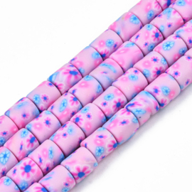 20 x handgemaakte polymeer klei kralen bloem pink  6,5 x 6mm gat: 1,2mm column