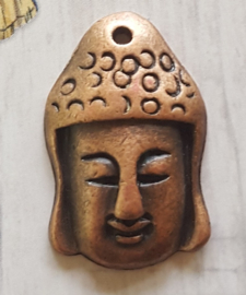 Per stuk DQ metaal hanger buddha hoofd rood koper c.a. 19 x 19mm