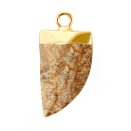 1 x Natuursteen hangers tand Porcini brown-gold