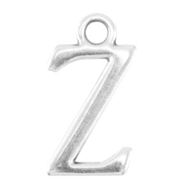 DQ bedel Letter Z - Antiek Zilver  15,5 x 9,5 mm oogje: van Ø 1,9 mm (Nikkelvrij)