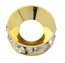 Schitterende Gold Plated  European Jewelry kraal met bergkristal erg mooi!! 15 x 5,5mm, gat: 7mm