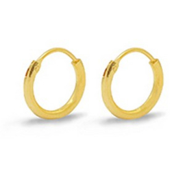 2 x DQ metaal oorbellen creolen 12mm Goud met een coating van 24K goud (Nikkelvrij)