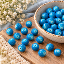 20 x Keramische glaskralen 10 mm – blauw
