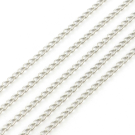 50 cm RVS Jasseron ketting gebogen schakel Stainless Steel 3 x 2 x 0,4 mm