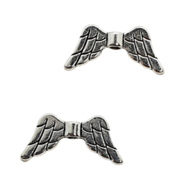 10 x  Tibetaans zilveren Engelen vleugeltje 20 x 9 x 3mm gat 1mm
