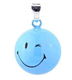 Echt Sterling 925 zilveren harmony ball Engelenroeper  smiley blauw