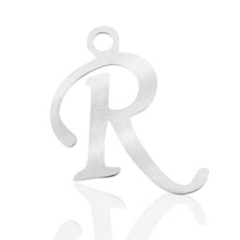 Roestvrij stalen (RVS) Stainless steel bedels initial R 