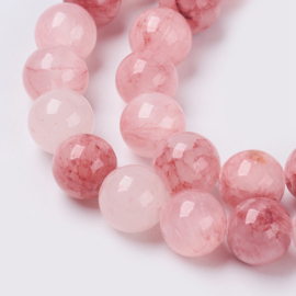 10 x  Edelsteen kralen geverfde groene jade, Misty Rose, 8mm, gat: 1,4mm