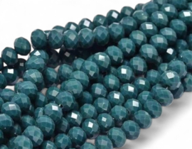 1 x Streng met ca. 70 glaskralen facet rondelle briolette kristal – 8 x 6 mm – gat 1 mm – Marine Blue