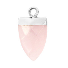 1 x  Natuursteen pendel hangers tand Icy pink-silver