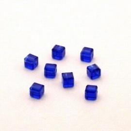 10 x  Preciosa Handgeslepen kristal kraal 4mm donker blauw