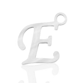 Roestvrij stalen (RVS) Stainless steel bedels initial E