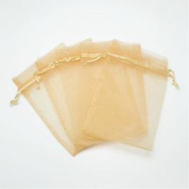 c.a. 100 stuks organza zakjes 7 x 9 cm goud geel