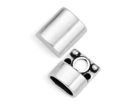 1x DQ metaal magneet sluiting ca. 22 x 12mm met gat 10 x 2,5mm antiek zilver kleur (Nikkelvrij)