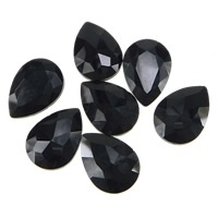 2x Kristallen facet cabochon in de vorm van een druppel 13 x 18mm zwart