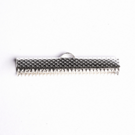 10 x Metalen brede veterklem zilverkleur 35 x 8 x 5mm Gat: 1mm