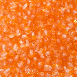 30  x ronde Tsjechische kralen facet kristal afm: 4mm Kleur: oranje gat c.a.: 1mm