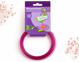 1 x Rol Vaessen Creative aluminiumdraad 1 mm x 10 m – strong pink