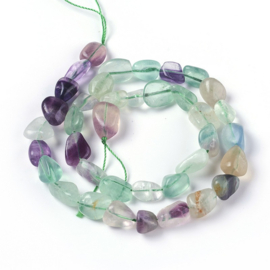 10 x Fluoriet kralen, nuggets, 6~15mm, gat 1mm, multicolor