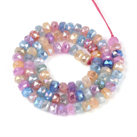 15 x Glaskralen imitatie jade facetgeslepen rondelle 5,5-6 x 4-4,5 mm – gat 0,8-1,2 mm – Mixed Color