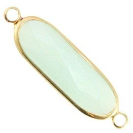 Crystal glas tussenstukken lang ovaal Crysolite green opal-gold 9 x27mm