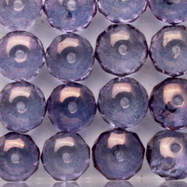 10 x Briolette Tsjechische kralen facet kristal 8 x 6 mm disc Kleur: paars Gat: 1mm
