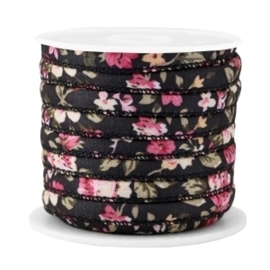 20 cm Trendy gestikt koord 6x4mm Black - rose