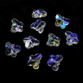 2 x  Vlinder kristal kraal 12 x 15 x 8mm gat: 1,5mm clear