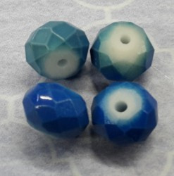 10 x facetkraal glaskraal blauw/licht blauw 8 mm Gat 1 mm