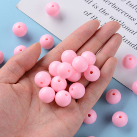 10 x Acryl kralen rond 16 x 15 mm – gat 2,8 mm – Pearl Pink