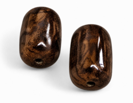 10 x Two tone acryl kralen cilinder 25 x 15 mm – gat 2,5 mm – donkerbruin gemarmerd