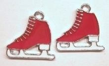 Per stuk Metalen hanger schaats met rode epoxy 24 mm