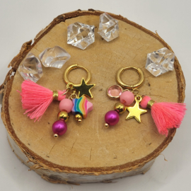 2 x Kwastjes 1.5cm Gold-hot pink