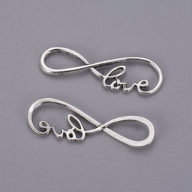 1 x Love connector tibetaans zilver,  37,5 x 12 x 3mm gat:11,5 x 5,5mm ♥