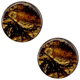 1 x 7 mm platte cabochon Polaris Elements Stardust Dark smoke topaz