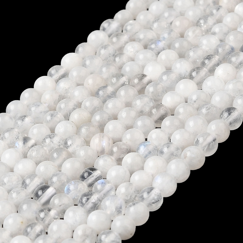 10 x edelsteen kralen van Rainbow Moonstone Maansteen – 4 mm – kleur wit met blauw schijnsel – gat ca. 1 mm